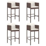 Vidaxl tabourets de bar 4 pcs avec coussins marron résine tressée Vidaxl tabourets de bar 4 pcs avec coussins marron résine tressée