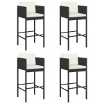 Vidaxl tabourets de bar 4 pcs avec coussins noir rsine tresse