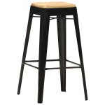 Vidaxl tabourets de bar 4 pcs noir bois de manguier massif Vidaxl tabourets de bar 4 pcs noir bois de manguier massif