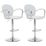 Vidaxl tabourets de bar avec accoudoir 2 pcs blanc similicuir