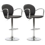 Vidaxl tabourets de bar avec accoudoir 2 pcs noir similicuir