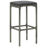 Vidaxl tabourets de bar avec coussins 2 pcs gris r�sine tress�e