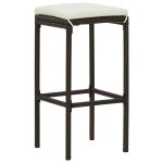 Vidaxl tabourets de bar avec coussins 2 pcs marron rsine tresse