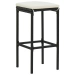 Vidaxl tabourets de bar avec coussins 3 pcs noir rsine tresse