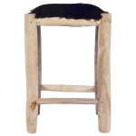 Vidaxl tabouret de bar cuir de chvre vritable et bois de teck massif