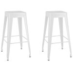 Vidaxl tabourets de bar empilables 2 pcs blanc mtal
