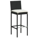 Vidaxl tabourets de bar de jardin et coussins 2pcs noir rsine tresse