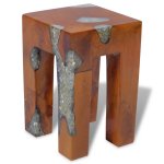 Vidaxl tabouret bois de teck massif et rsine