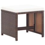 Vidaxl tabourets de jardin 2 pcs avec coussins rsine tresse marron