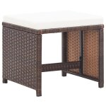 Vidaxl tabourets de jardin 4 pcs avec coussins r�sine tress�e marron