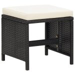 Vidaxl tabourets de jardin 4 pcs avec coussins r�sine tress�e noir