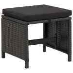 Vidaxl tabourets de jardin avec coussins 2 pcs rsine tresse noir