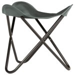 Vidaxl tabouret papillon gris cuir vritable