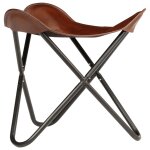 Vidaxl tabouret papillon marron cuir vritable