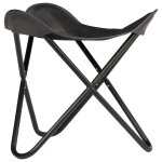 Vidaxl tabouret papillon noir cuir vritable