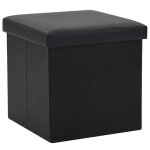 Vidaxl tabourets de rangement pliables 2 pcs noir similicuir