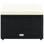 Vidaxl tabouret / repose - pied rsine tresse 53 x 53 x 30 cm noir
