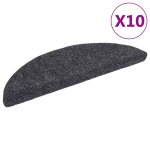 Vidaxl tapis autoadhsifs de marches 10 pcs gris fonc 56x17x3 cm