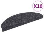 Vidaxl tapis autoadhsifs de marches 10 pcs gris fonc 65x21x4 cm