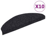 Vidaxl tapis autoadhsifs de marches 10 pcs noir 65x21x4 cm aiguillet