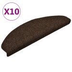 Vidaxl tapis autoadhsifs de marches 10pcs marron 65x21x4cm aiguillet