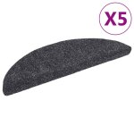 Vidaxl tapis autoadhsifs de marches 5 pcs gris fonc 56x17x3 cm