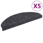 Vidaxl tapis autoadhsifs de marches 5 pcs gris fonc 65x21x4 cm