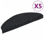Vidaxl tapis autoadhsifs de marches 5 pcs noir 65x21x4 cm aiguillet