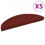 Vidaxl tapis autoadhsifs de marches 5 pcs rouge 56x17x3 cm aiguillet