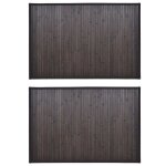 Vidaxl tapis de bain bambou 2 pcs 60 x 90 cm marron fonc