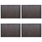 Vidaxl tapis de bain bambou 4 pcs 40 x 50 cm marron fonc