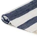 Vidaxl tapis chindi tiss� � la main coton 160x230 cm bleu et blanc