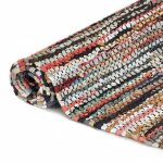 Vidaxl tapis chindi tiss� � la main cuir 120x170 cm multicolore