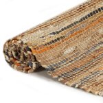 Vidaxl tapis chindi tiss� � la main cuir jute 160 x 230 cm brun roux