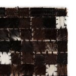 Vidaxl tapis cuir vritable patchwork 120 x 170 cm carr noir / blanc