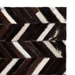 Vidaxl tapis cuir vritable patchwork 120 x 170 cm chevron noir / blanc