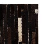 Vidaxl tapis cuir vritable patchwork 120 x 170 cm rayures noir / blanc