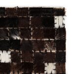 Vidaxl tapis cuir vritable patchwork 80 x 150 cm carr noir / blanc