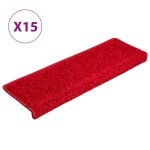 Vidaxl tapis d'escalier 15 pcs 65x25 cm rouge