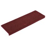 Vidaxl tapis d'escalier 15 pcs 65x25 cm rouge mat