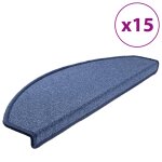 Vidaxl tapis d'escalier 15 pcs bleu 65x24x4 cm