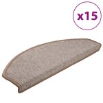 Vidaxl tapis d'escalier 15 pcs marron clair 65 x 24 x 4 cm