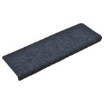 Vidaxl tapis d'escalier 15 pcs tissu aiguillet� 65x25 cm bleu