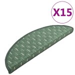 Vidaxl tapis d'escalier 15 pcs vert 65x25 cm