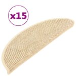 Vidaxl tapis d'escalier autocollants 15 pcs 56x20 cm beige clair