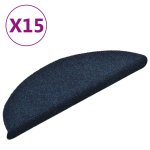 Vidaxl tapis d'escalier autocollants 15 pcs bleu 56x17x3 cm aiguillet