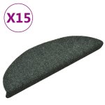 Vidaxl tapis d'escalier autocollants 15 pcs vert 56x17x3 cm aiguillet
