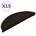 Vidaxl tapis d'escalier autocollants 15pcs marron 56x17x3cm aiguillet