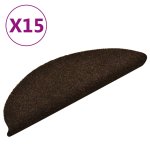 Vidaxl tapis d'escalier autocollants 15pcs marron 56x17x3cm aiguillet�