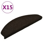 Vidaxl tapis d'escalier autocollants 15pcs marron 65x21x4cm aiguillet